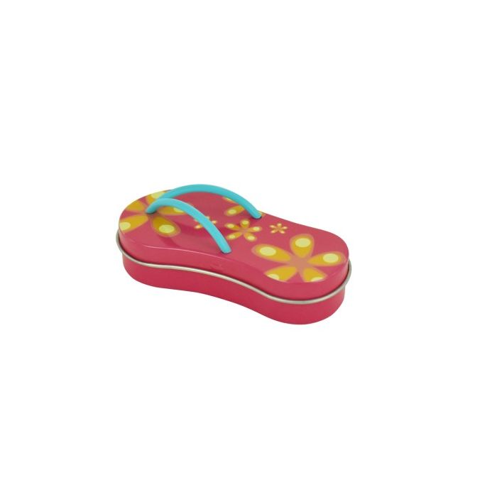 Slipper blik - Klein - Roze bloem
