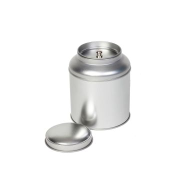 Blik met koepeldeksel - zilver