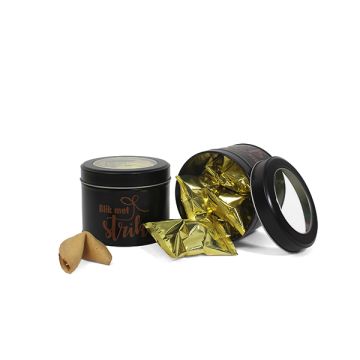 Kleine blik met strik met fortune cookies